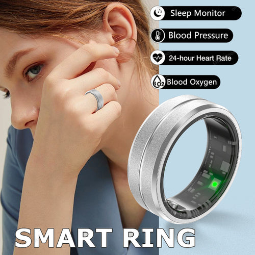 Smart Ring for Men Women Heart Rate Blood Oxygen Monitoring Multi Sports Modes IP68 Waterproof Smart Rings for Android IOS